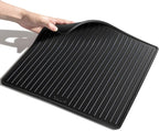 Silicone Coffee Mat for Breville 870/880, 13.78 x 13.78inch, 0.24in Raised Lip Spill-proof, Under Coffee Maker, Coffee Pot Bar Station for Countertop Kitchen, Black