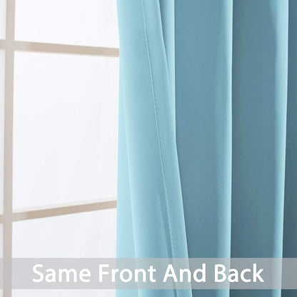 Yakamok Room Darkening Curtains 52x63 inch Length Sky Blue-Living Room | 2 - Image 6