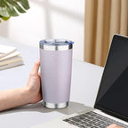 20oz Tumbler with Lid Double Wall Vacuum Insulated Travel Coffee Mug Stainless Steel Thermal Cup Powder Coated Sturdy Coffee Tumbler for Hot and Cold Beverage (Purple,1)