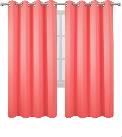 Blackout Curtains 66 x 72 Inch Long Coral Curtains Set of 2 Panels Room - Image 2