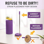 Glass Tumbler w/Lids & Straw: 24 oz Reusable Glass Cup w/Bamboo Lid, Stainless Steel Straws, BPA-Free, Leak-Proof, Dishwasher Safe for Coffee/Smoothies/Hot Beverage, Travel/Office/Home Use, 2-Pk