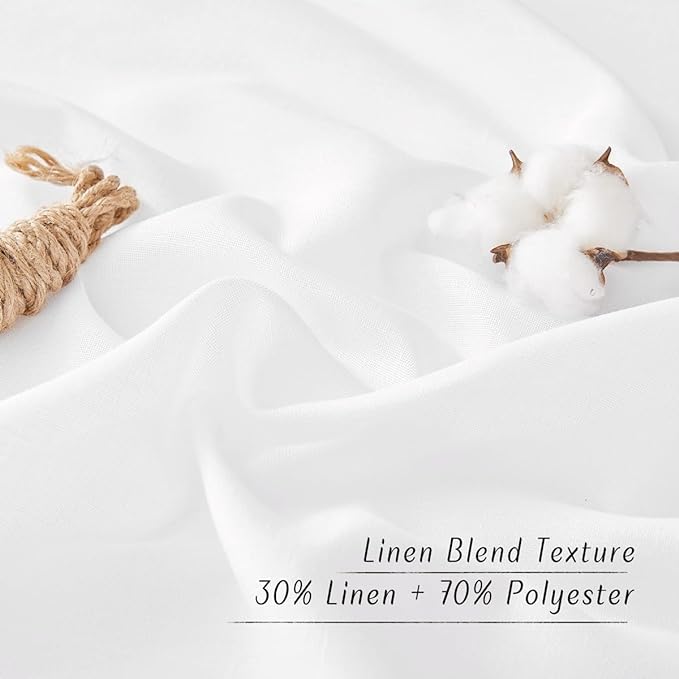 NICETOWN White Linen Curtains 96 inches Long, Grommet Thick Linen Flax Drapes - Image 4