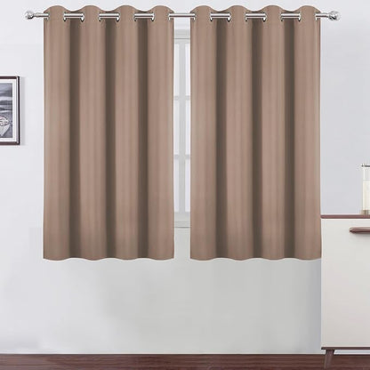Blackout Curtains 66 x 54 Inch Long Cappuccino Curtains Set of 2 Panels Room by Lemomo