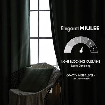 MIULEE Sage Green Velvet Curtains 52x84 inches Luxury Blackout Curtains | - Image 5