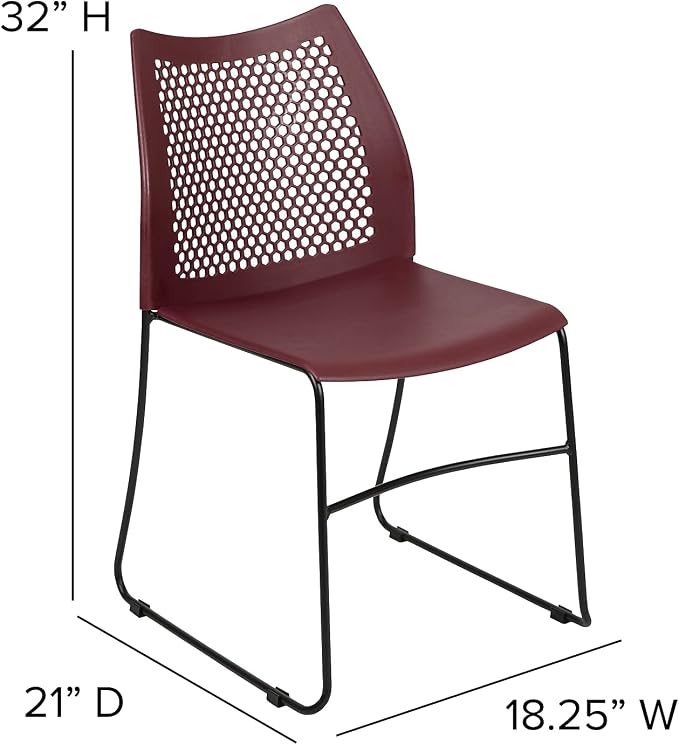 Flash Furniture HERCULES Series 5 Pack 661 lb. Capacity Burgundy Stack Chair - Image 3