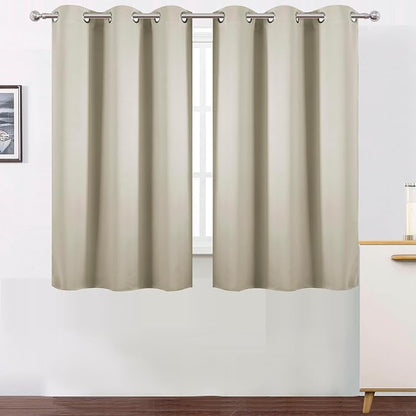 Light Beige Blackout Curtains 42 x 54 Inch Length Set of 2 Panels Grommet by Lemomo