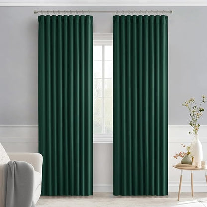 MIULEE Christmas Hunter Green Back Tab Blackout Curtains 52"x84" 2 Panels | Rod - Image 9