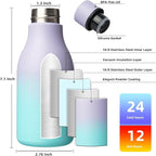 BJPKPK Insulated Water Bottles, 12oz Stainless Steel Metal Water Bottle with Strap, BPA Free Leak Proof Thermos, Mugs, Flasks, Reusable Water Bottle for Sports & Travel, Lavender Mint