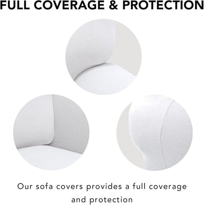 PureFit Stretch Couch Covers for Sofa 4 Seater Slipcovers White | 1-Piece Sofa - Image 3