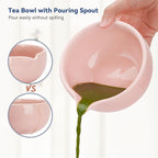 10-Pcs Matcha Kit Set, Whisk and Bowl with Spout & Measuring Spoon, Japanese Matcha Tea Making Tools, Light Pink