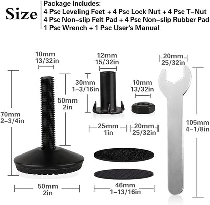 4 Set M10 Adjustable Leveling Feet, Heavy Duty Height Adjuster Furniture - Image 2