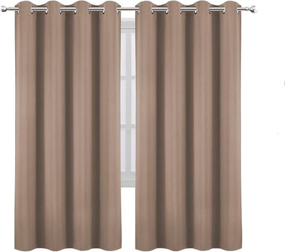 Blackout Curtains 66 x 72 Inch Long Cappuccino Curtains Set of 2 Panels Room - Image 2