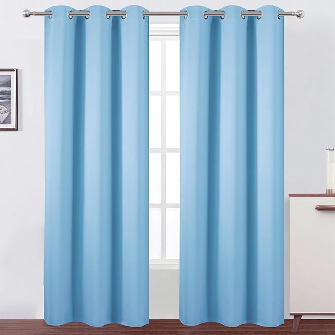 Sky Blue Thermal Blackout Curtains/42 x 84 Inch/Set of 2 Panels Room Darkening by Lemomo