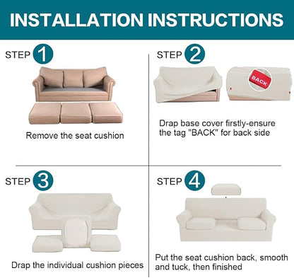 Turquoize 4 Piece Sofa Covers for 3 Cushion Couch Sofa Slipcover Soft Couch - Image 6