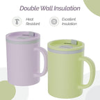 Copco Insulated Coffee Mug with Lid and Handle, 16oz Tumbler, Double Wall To-Go Cup, for Travel, Office, School, Camping, BPA-Free Reusable Plastic, Iconic Set of 2, Purple/Yellow
