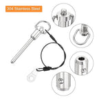 uxcell 2 Pcs Quick Release Pin, 1/4" x 2"(Dia. x L) Push-Button Ball Locking Pin 304 Stainless Steel Ring Handle Locking Pin with Wire for Audio Bimini Top Marine, Silver