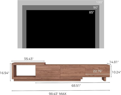 Extendable TV Stand for 65-100 Inches TVs – Walnut Entertainment Console - Image 2