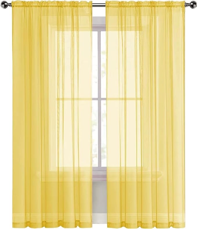 SpaceDresser Sheer Voile Window Treatment Rod Pocket Curtain Panels - Image 4