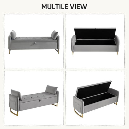 65" End of Bed Storage Bench, Storage Bench - Image 6