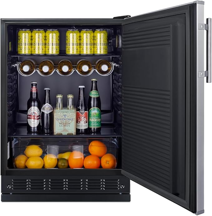 Summit Appliance 24" Wide Beer Kegerator/Refrigerator Combo, Two 1/6 Sixtel Kegs, Black Interior, Caster Wheels, Residential/Commercial Use (RHD, Nitro Coffee)
