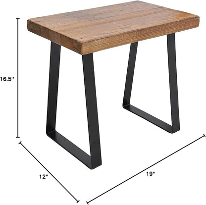 Home Soft Things Natural Old Pine Wood Rectangle Entryway Bench, Sturdy Hand - Image 3