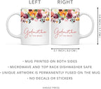 Andaz Press 11oz. Wedding Ceramic Coffee Tea Mug Gift, Fall Autumn Burgundy Orange Peach Flowers Roses Florals, Godmother of the Bride, 1-Pack, Includes Gift Box