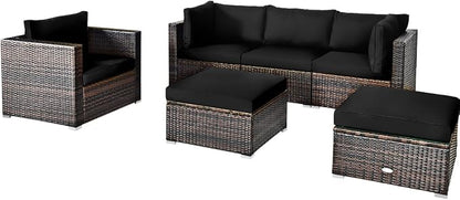 Tangkula 6 Pieces Wicker Patio Furniture Set, PE Rattan Outdoor Sectional - Image 9