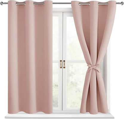 Short Blackout Curtains for Bedroom, 42 x 45 Inch, 2 Panels | Thermal Insulated by Hiasan