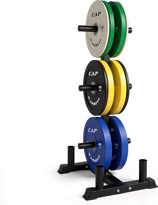 CAP Barbell 2-Inch Olympic Bumper Plate Weight Set with 6 Post Rack | 100-370 lbs | Multiple Options