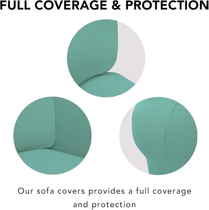 PureFit Stretch Couch Covers for Sofa Large Sofa Slipcovers Cyan | 1-Piece Sofa - Image 3