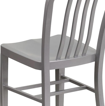 Flash Furniture Commercial Grade Silver Metal Indoor-Outdoor Chair - Image 6