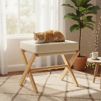 BAMBOOHOMIE Foldable Foot Stool Ottoman, Modern Foot Rest - Image 8
