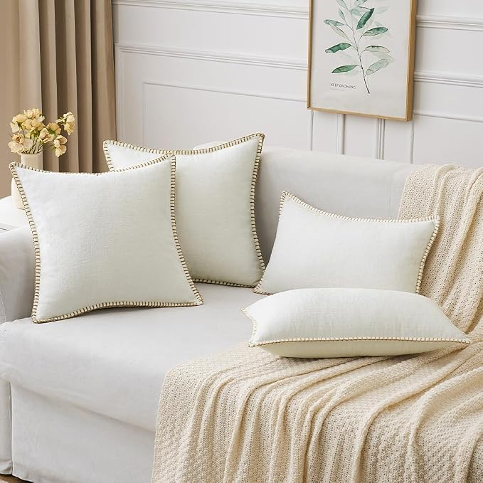 MIULEE Decorative Lumbar Throw Pillow Covers 12x20 Inch Pure White 2 Pack | - Image 5