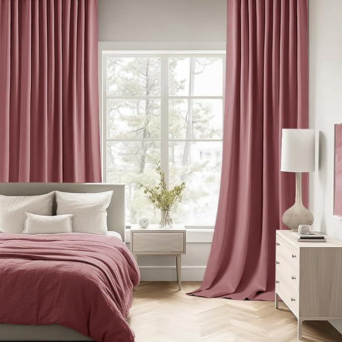 MIULEE Dusty Rose Back Tab Blackout Curtains 52x120 Inch Long 2 Panels Set | - Image 2