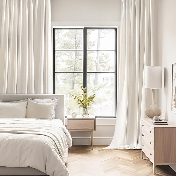 MIULEE Ivory Back Tab Blackout Curtains 52x84 Inch Length 2 Panels Set | Rod - Image 2