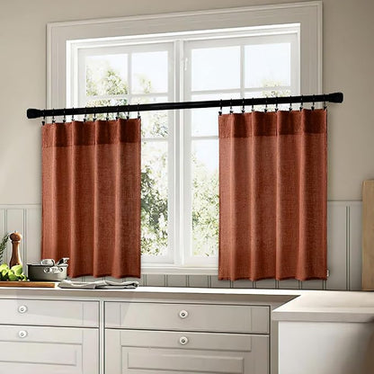 MIULEE Burnt Orange Fall Kitchen Curtain 24 Inches Long 2 Panels Farmhouse | - Image 3