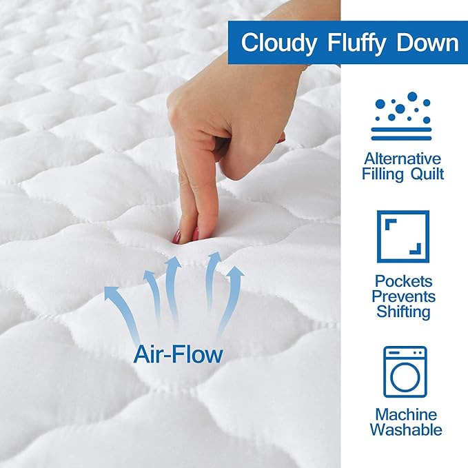 Cot Mattress Pad Waterproof 2 Pack, Quilted Cot Size Mattress Pads Cover 30" X - Image 4