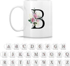 Retreez Initial A-Z Floral Botanical Bouquet Alphabet Monogrammed Monogram Mug 11 Oz Ceramic Tea Coffee Mugs - Appreciation Thank You Wedding Birthday Gifts for her friend coworker sister - B Initial