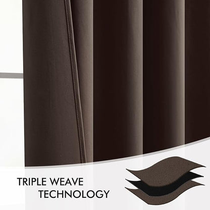 MIULEE Chocolate Brown Back Tab Blackout Curtains 52x90 Inch Long 2 Panels | - Image 7