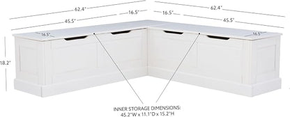 Linon Harris White Solid Pine Backless Nook - Image 5
