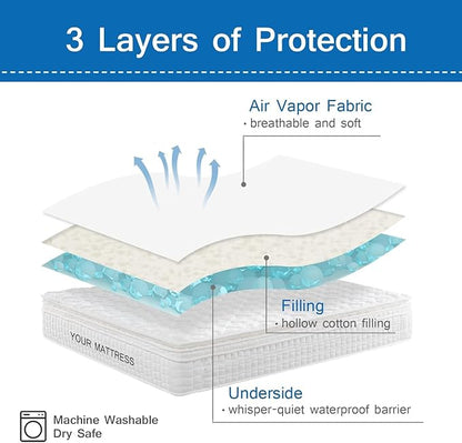 Short King RV Mattress Pad Waterproof Mattress Protector, Quilted RV Short King - Image 4