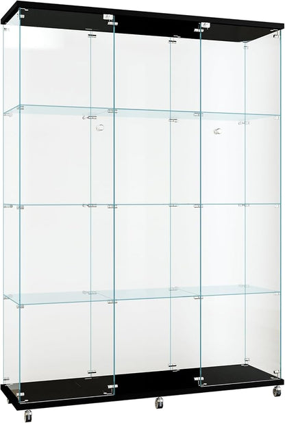 FLYMUHJIA Curio Cabinets with Glass Doors Modern Glass Shelves Tempered Glass by FLYMUHJIA
