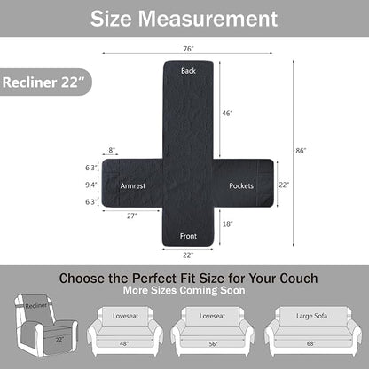 Blue Quilted Recliner Covers, Water-Repellent Recliner Slipcovers, Lazy Boy - Image 7