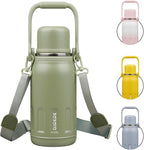 BJPKPK 27oz Insulated Thermos Water Bottle with Lid and Carry Handle BPA Free Stainless Steel Water Bottles for School,Army Green