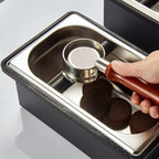 Coffee Knock Box, Stainless Steel Dump Bin Espresso Knock Box for Coffee Grounds with Removable Non-Slip Base Shock-Absorbent for Knocking Portafilter Filter Grinds (L)