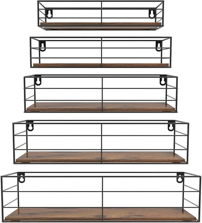 CRUGLA Floating Wall Shelves Set of 5, Wall Mounted Bathroom Shelves, Hanging by CRUGLA
