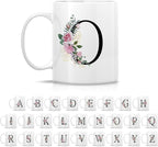 Retreez Initial A-Z Floral Botanical Bouquet Alphabet Monogrammed Monogram Mug 11 Oz Ceramic Tea Coffee Mugs - Appreciation Thank You Wedding Birthday Gifts for her friend coworker sister - O Initial