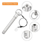 uxcell 1 Pcs Quick Release Pin, 1/2" x 3"(Dia. x L) Push-Button Ball Locking Pin 304 Stainless Steel Ring Handle Locking Pin with Wire for Audio Bimini Top Marine, Silver