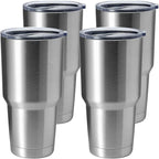 HASLE OUTFITTERS 30oz Stainless Steel Tumbler, Double Wall Vacuum Insulated Travel Mug Tumbler, Durable Insulated Coffee Mug, Gift Box Set (Silver, 4)