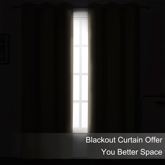 Blackout Curtains 66 x 84 inch/Khaki Curtains Set of 2 Panels/Thermal Insulated - Image 3